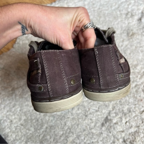 Sketchers Mens Brown Denim and Tan Relaxed Fit Memory Foam Low Sneakers SZ 11 - Picture 8 of 11